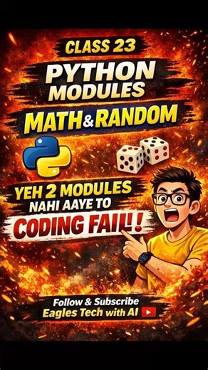 Class 23: 🔥 Math & Random Full Use Explained! | Python Modules in 60 Sec 😱