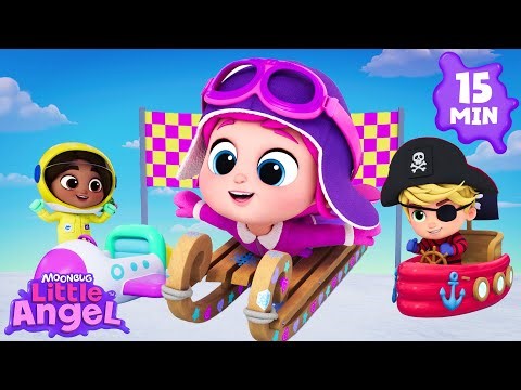 Christmas Sled Race! ⛷️❄️ | Little Angel - Preschool Learning | Fun Winter Songs for Kids