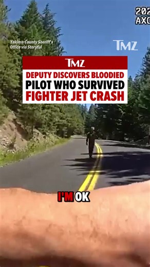 Bodycam shows the moment a deputy found a bloodied Marine pilot who ejected from an F/A-18 Hornet moments before the fighter jet crashed into a mountainside near Washington's Rimrock Lake. Officials say the pilot suffered minor injuries, despite the terrifying situation. The wreckage caused a wildfire to spread out near the crash site. The cause of the crash currently remains under investigation. 🎥: Yakima County Sheriff's Office via Storyful