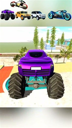 MONSTER TRUCK VS TRON BIKE JUMP! 😱🔥 #indianbikes3d #monstertruck #shorts #viral #gaming #ytshorts