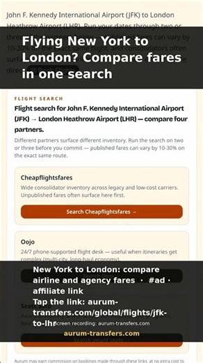 Flying New York to London? Compare fares in one search