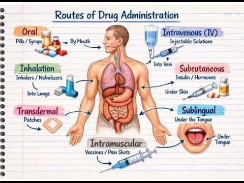 Classification of Routes or Methods of Drug Administration ; Enteral, parenteral and Topical
