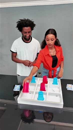 Tic Tac Toe Cup Challenge for $1000! Can Dave Beat Betty? 🥤 #shorts #trending