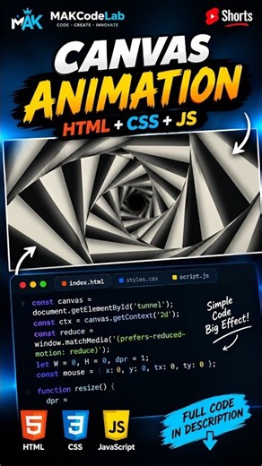 🔥Trippy Tunnel Animation with HTML, CSS & JavaScript 🤯 #shorts #viralvideo #coding # #webdevelopment