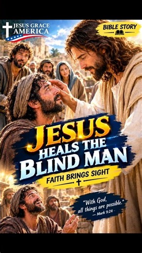 Jesus Heals the Blind Man! ✝️ A Powerful Miracle of Faith #Shorts #jesus #god #usa