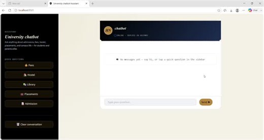 Python Static University Chatbot with Machine Learning | Hariharan V posted on the topic | LinkedIn