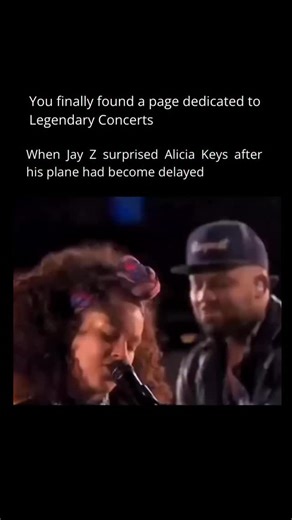 Legendary Concerts on Instagram: "In the mid 2000s Jay Z pulled off a rare surprise appearance for Alicia Keys after travel delays nearly stopped him from making it to the venue, landing late and heading straight from the airport to the stage. The moment hit harder because Alicia had no idea he would show up, and the crowd instantly realised they were witnessing something unplanned and special. Their chemistry in that era was already well known, but moments like this showed how tight their relat