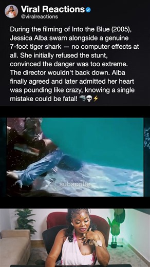 During the filming of Into the Blue (2005), Jessica Alba swam alongside