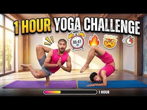 1 Hour Yoga Challenge Gone Wrong! 😂 | Extreme Funny Yoga Challenge#viral #trending