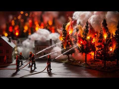 Forest Fire at Miniature Town | Epic Rescue Operation, ASMR.