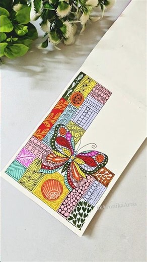 Colorful Butterfly Art Using Easy Mandala Patterns 🦋✨ |Sketchbook Drawing #butterfly #art #artshorts