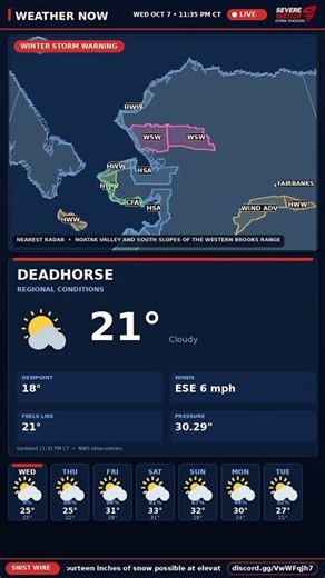 Severe Weather Alert - October 7, 2026: Winter Storm Warning Live: Noatak Valley, AK