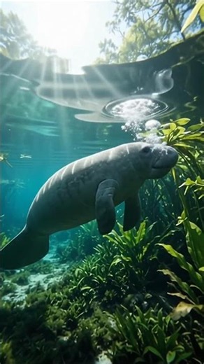 Meet the Gentle Giant of the Water! 😮🌊 | Manatee #Shorts #youtubeshorts #wildlifeentertainment