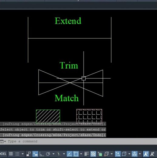 AutoCAD Tips & Tricks : Extend, Trim, Match #autocad