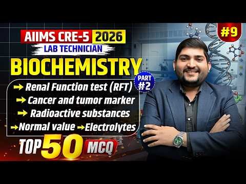 AIIMS CRE 5 Lab Technician | DAY 9 Biochemistry | RFT, Tumor Markers & Electrolytes MCQ | BY RAM SIR