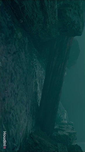 Horror River FLIP Simulation in Houdini #shorts
