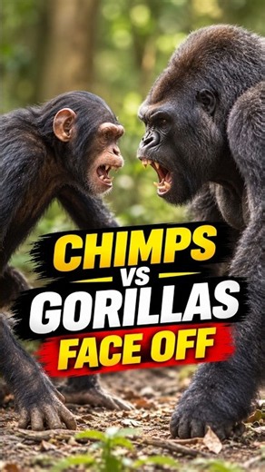 Chimps vs Gorillas face Off Across The River and Throw Rocks 😭☠️ #joerogan #forrestgalante