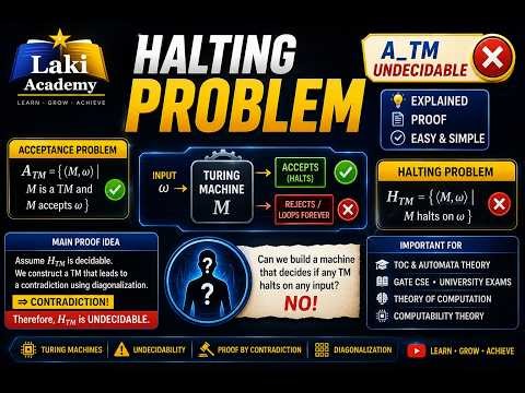 Halting Problem & Undecidability — Turing Machine Proof | Theory of Computation ‪@lakichand99‬