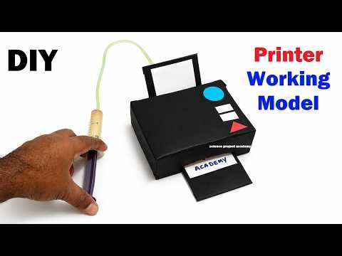 printer working model making using cardboard and syringes - science project academy - computer