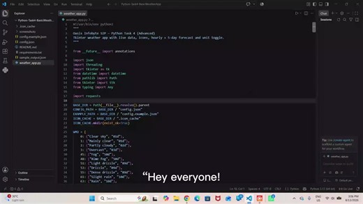 #python #pythonproject #tkinter #weatherapp #api #openweathermap #codingjourney #learningbybuilding #developerjourney #oasisinfobyte | sampad Ghosh