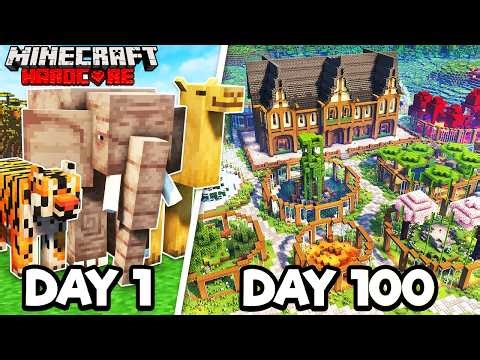 I Spent 100 Days Building A ZOO In Minecraft Hardcore!