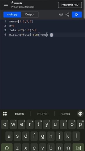Find the missing number using this simple Python trick! 🧠💻 Can you solve it?/#python l#coding