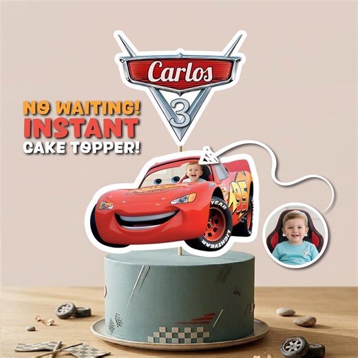 Editable Cake Topper Lightning Mcqueen Cars Birthday Template, Photo Insert Template, Instant Download DIY - Etsy