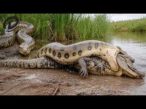 Python vs Crocodile: Python Constricts Crocodile in a Swampy Ambush | Animal Fight