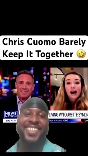 Chris Cuomo trying not to laugh at baylen dupree who faking tourettes