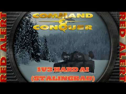 Command And Conquer Red Alert Skirmish 1V3 Hard (Stalingrad) RTS Allied Gameplay PC