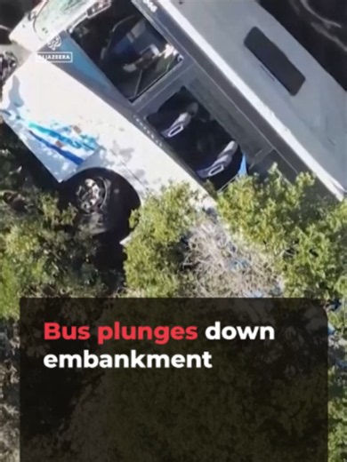 Eighty people were injured after a bus collided with a car and plunged down an embankment near Barcelona. Four people were seriously injured, but no fatalities were reported.