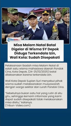 Penjelasan Wali Kota Depok soal Pembatalan Misa Natal di Wisma Sahabat Yesus: Sudah Disepakati