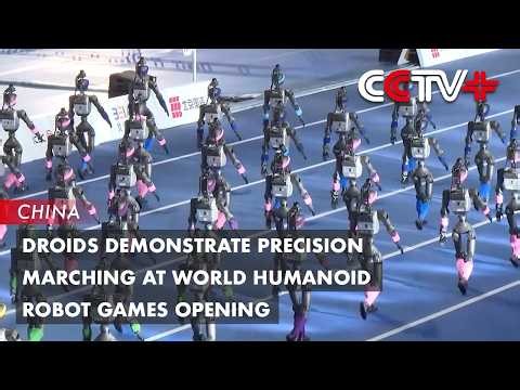 Droids Demonstrate Precision Marching at World Humanoid Robot Games Opening