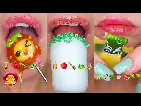 ASMR Satisfying Eating Emoji Food Challenge Honey Gummies Jelly