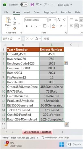🔥Extract numbers from ANY text in Excel using REGEXTRACT 🤯Excel Hack #excel #shorts #shortsfeed