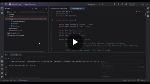 #java #swing #internship #oasisinfobyte #onlineexamsystem | Kiruthikasri M