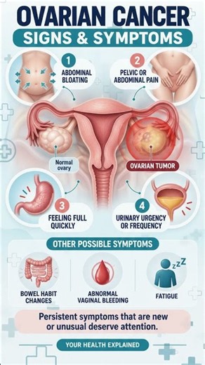 Ovarian Cancer: Signs & Symptoms to Know #OvarianCancer #WomensHealth #CancerAwareness