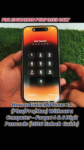 Locked out of your iPhone 14, Plus, Pro, or Max after forgetting your 4 or 6 digit passcode? This 2026 guide explains safe and legitimate ways to regain access without using a computer Disclaimer): This content is for educational purposes only. Follow official Apple guidelines Ensure device ownership before attempting ⚠️. We are not responsible for misuse, data loss, or unauthorized access attempts. #howtounlockiphonelockedbyowner #iphoneunlock #passcodeunlockpasscode #forgotpasscode #Apple