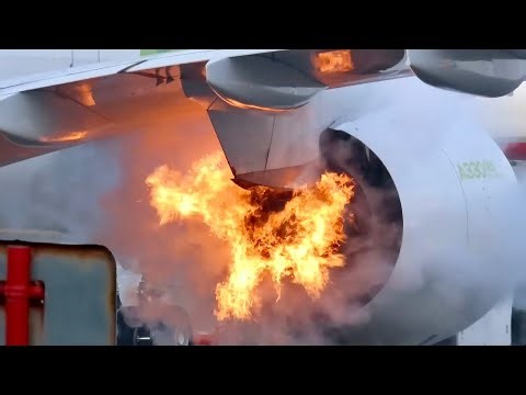 Plane Engine Leaks Fuel