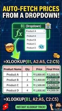 How to Auto-Fetch Prices from a Dropdown (XLOOKUP Trick!) 🤯 #OfficeANcode