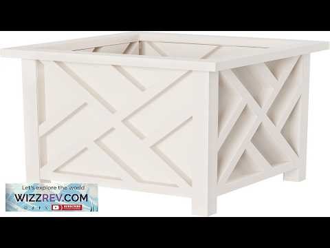 Lattice Design Outdoor Planter Box 14.75 Square 13 Tall White Plant