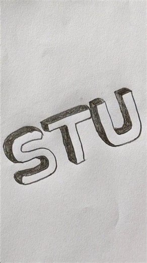 Easy 3D text Drawing | STU | Letters | Pencil 3d Text Drawing | #3d #3dart #3dletterdrawing #3dtext