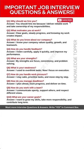 10 Most Important Job Interview Questions and Answers
