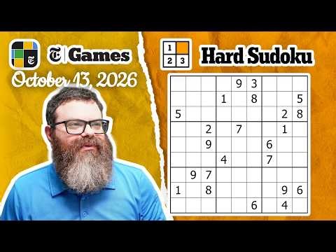 NYT Hard Sudoku Walkthrough | October 13, 2026