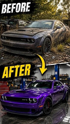 🔥 Abandoned Dodge Challenger Hellcat Before & After 😱 | Plum Crazy Purple Restoration