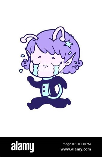 vibrating motion animation of a cartoon crying alien girl Stock Video Footage - Alamy