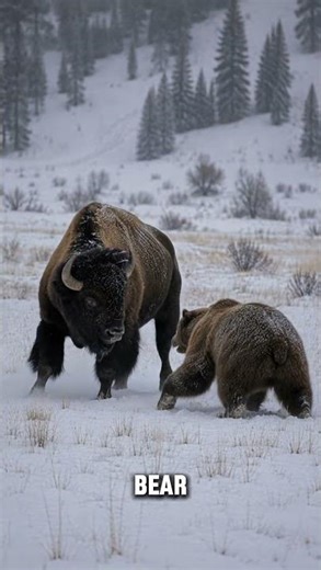 Grizzly vs. Bison: The Moment It Went WRONG 😱 #wildlife