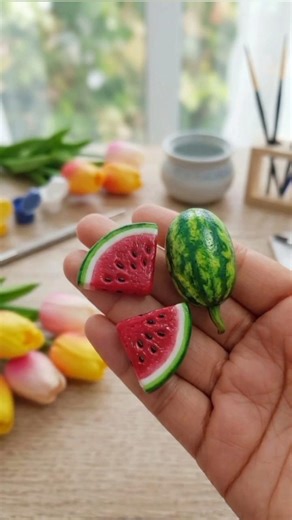 Mini Clay Watermelon Craft | #claycraft #diy #craft #clay #watermelon