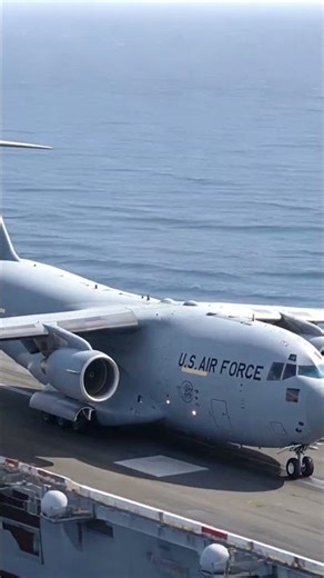 C-17 Takesoff from aircraft carrier #shorts #militaryvehicle #airplane #militaryaircraft