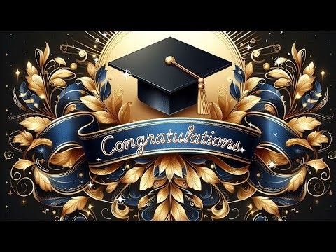 4-Hour 3D Graduation Celebration Background | Luxurious Black, Blue & Gold Animated Display